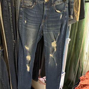 Wax Jean Distressed Blue Skinny Jeans